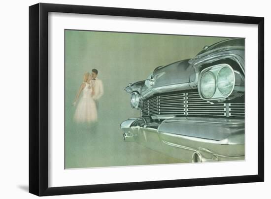 Romantic Couple with Big Car Grill-Found Image Press-Framed Giclee Print
