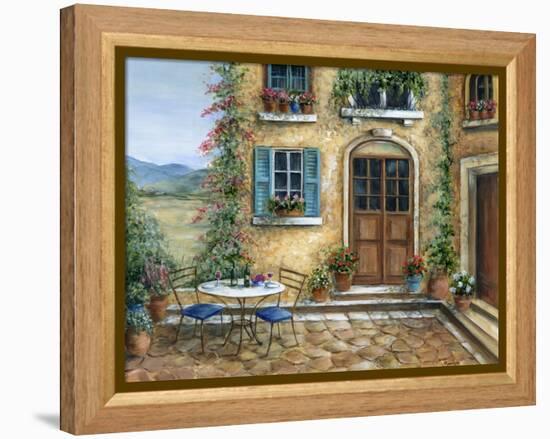 Romantic courtyard-Marilyn Dunlap-Framed Stretched Canvas