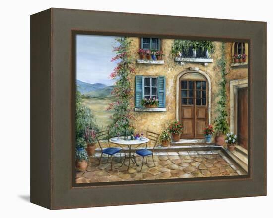 Romantic courtyard-Marilyn Dunlap-Framed Stretched Canvas