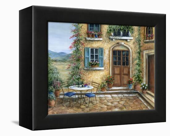 Romantic courtyard-Marilyn Dunlap-Framed Stretched Canvas