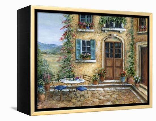 Romantic courtyard-Marilyn Dunlap-Framed Stretched Canvas