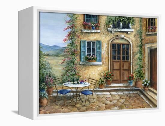 Romantic courtyard-Marilyn Dunlap-Framed Stretched Canvas