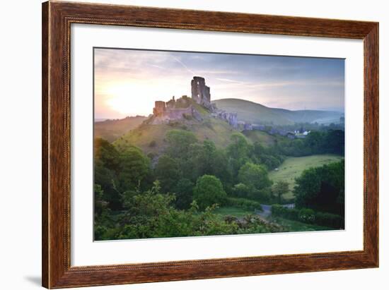 Romantic Fantasy Magical Castle Ruins against Stunning Vibrant Sunrise-Veneratio-Framed Photographic Print