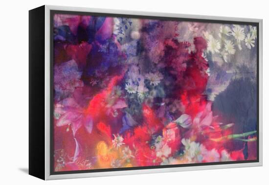 Romantic Floral Background Combined with Ink Paper Texture-run4it-Framed Stretched Canvas