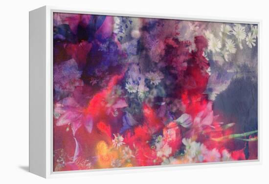 Romantic Floral Background Combined with Ink Paper Texture-run4it-Framed Stretched Canvas