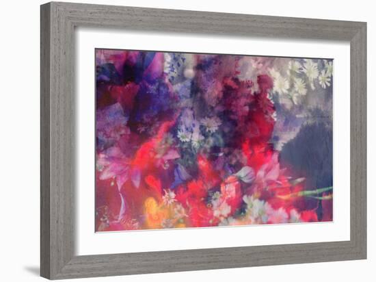 Romantic Floral Background Combined with Ink Paper Texture-run4it-Framed Art Print