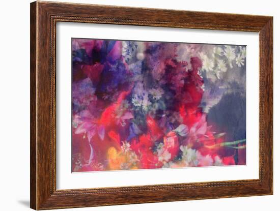 Romantic Floral Background Combined with Ink Paper Texture-run4it-Framed Art Print