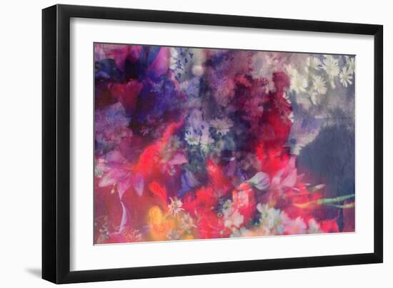 Romantic Floral Background Combined with Ink Paper Texture-run4it-Framed Art Print
