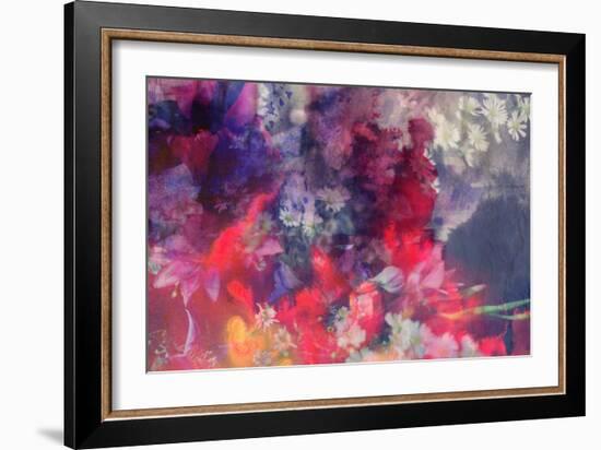 Romantic Floral Background Combined with Ink Paper Texture-run4it-Framed Art Print