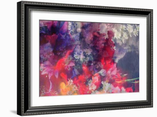Romantic Floral Background Combined with Ink Paper Texture-run4it-Framed Art Print