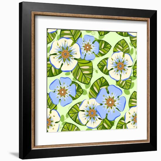 Romantic Floral Seamless Pattern-dNaya-Framed Art Print