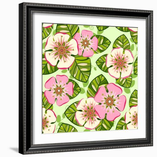 Romantic Floral Seamless Pattern-dNaya-Framed Art Print