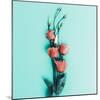 Romantic Flowers on Blue Background. Minimal Style-Evgeniya Porechenskaya-Mounted Photographic Print