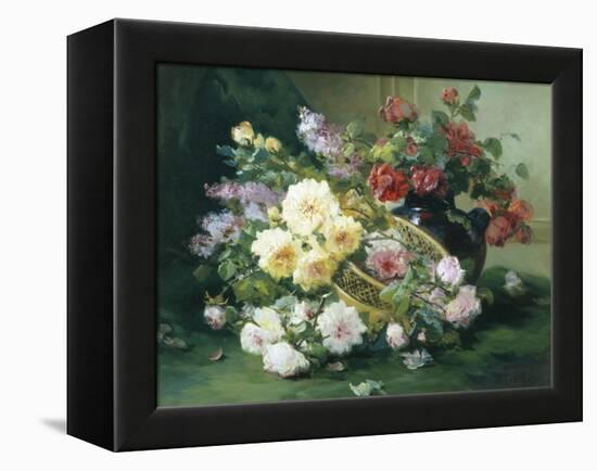 Romantic Flowers-Eugene Henri Cauchois-Framed Premier Image Canvas