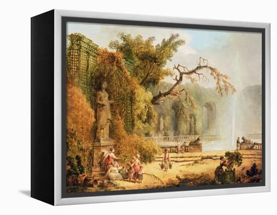 Romantic Garden Scene-Hubert Robert-Framed Premier Image Canvas