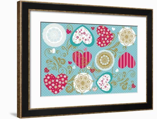 Romantic Hearts-Maria Trad-Framed Giclee Print