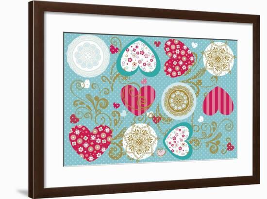 Romantic Hearts-Maria Trad-Framed Giclee Print