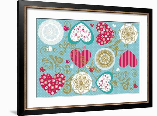 Romantic Hearts-Maria Trad-Framed Giclee Print