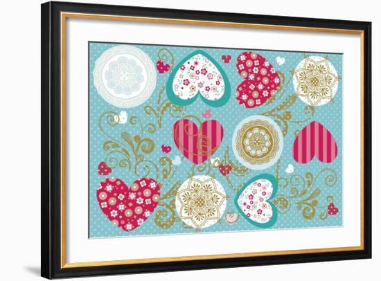 Romantic Hearts-Maria Trad-Framed Giclee Print