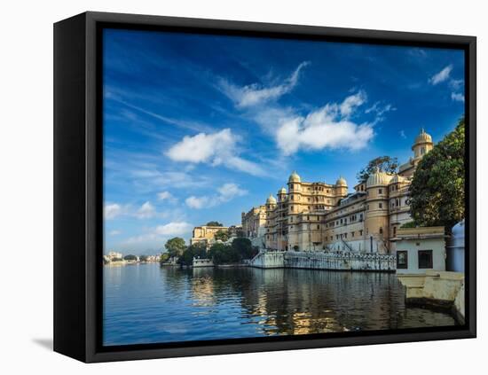 Romantic India Luxury Tourism Concept Background - Udaipur City Palace and Lake Pichola. Udaipur, R-f9photos-Framed Premier Image Canvas