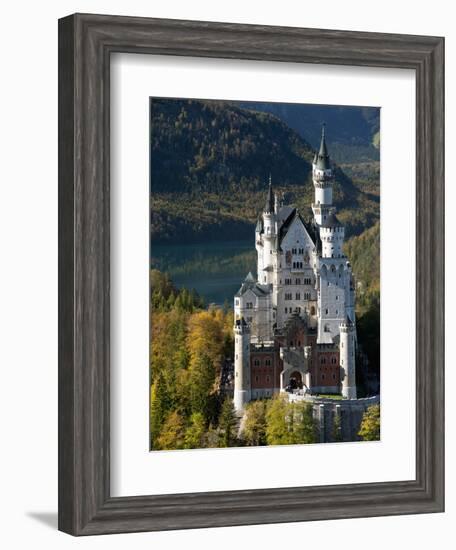 Romantic Neuschwanstein Castle and German Alps During Autumn, Southern Part of Romantic Road, Bavar-Richard Nebesky-Framed Photographic Print