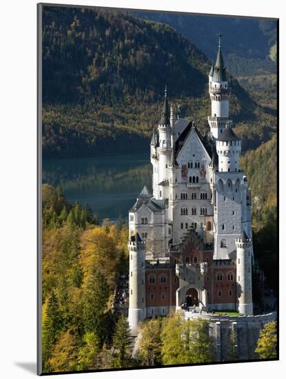 Romantic Neuschwanstein Castle and German Alps During Autumn, Southern Part of Romantic Road, Bavar-Richard Nebesky-Mounted Photographic Print
