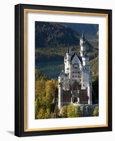 Romantic Neuschwanstein Castle and German Alps During Autumn, Southern Part of Romantic Road, Bavar-Richard Nebesky-Framed Photographic Print