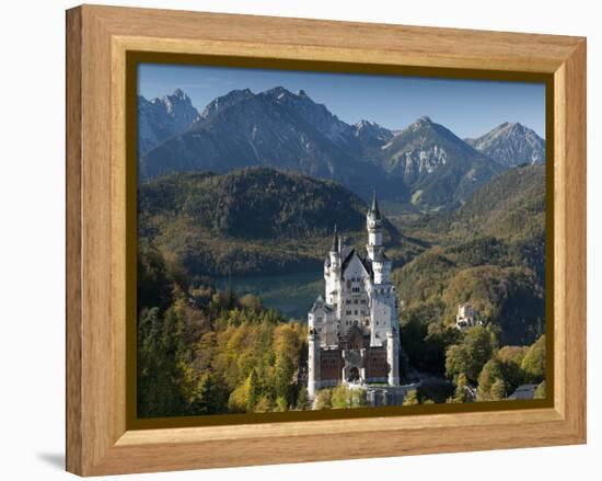 Romantic Neuschwanstein Castle and German Alps in Autumn, Southern Part of Romantic Road, Bavaria,-Richard Nebesky-Framed Premier Image Canvas
