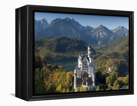 Romantic Neuschwanstein Castle and German Alps in Autumn, Southern Part of Romantic Road, Bavaria,-Richard Nebesky-Framed Premier Image Canvas