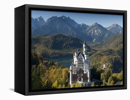 Romantic Neuschwanstein Castle and German Alps in Autumn, Southern Part of Romantic Road, Bavaria,-Richard Nebesky-Framed Premier Image Canvas