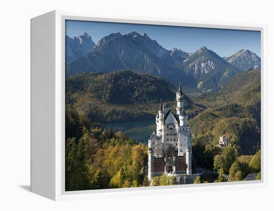 Romantic Neuschwanstein Castle and German Alps in Autumn, Southern Part of Romantic Road, Bavaria,-Richard Nebesky-Framed Premier Image Canvas