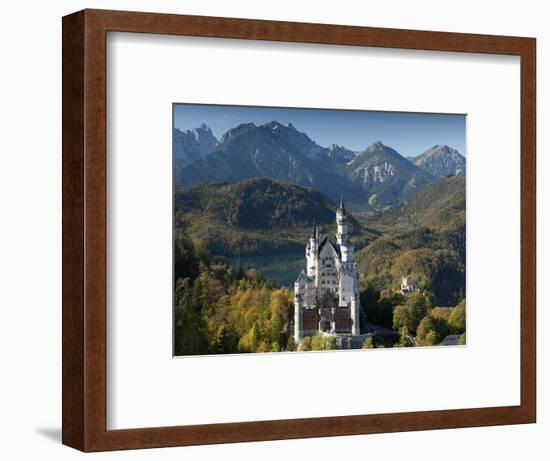 Romantic Neuschwanstein Castle and German Alps in Autumn, Southern Part of Romantic Road, Bavaria,-Richard Nebesky-Framed Photographic Print