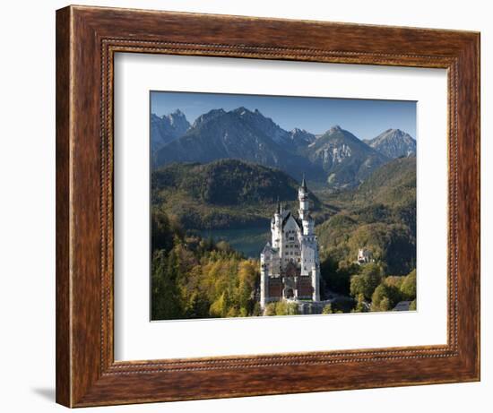 Romantic Neuschwanstein Castle and German Alps in Autumn, Southern Part of Romantic Road, Bavaria,-Richard Nebesky-Framed Photographic Print