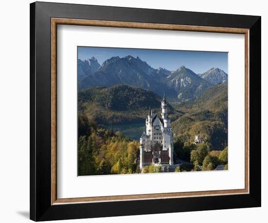 Romantic Neuschwanstein Castle and German Alps in Autumn, Southern Part of Romantic Road, Bavaria,-Richard Nebesky-Framed Photographic Print