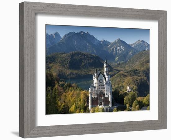 Romantic Neuschwanstein Castle and German Alps in Autumn, Southern Part of Romantic Road, Bavaria,-Richard Nebesky-Framed Photographic Print