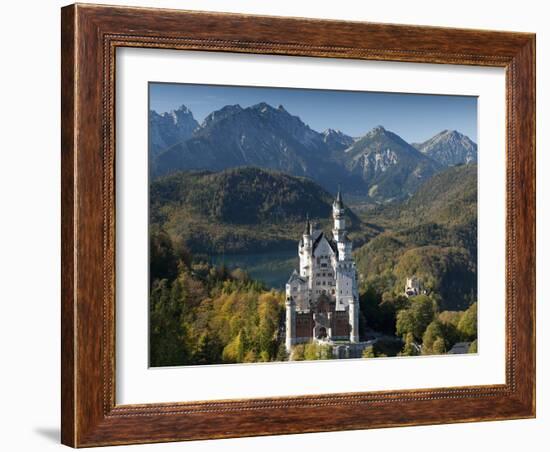 Romantic Neuschwanstein Castle and German Alps in Autumn, Southern Part of Romantic Road, Bavaria,-Richard Nebesky-Framed Photographic Print