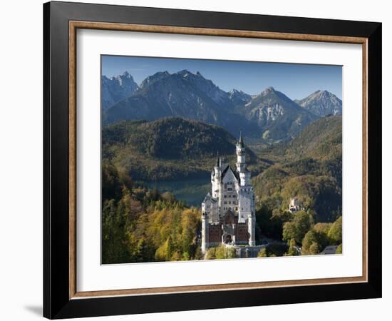 Romantic Neuschwanstein Castle and German Alps in Autumn, Southern Part of Romantic Road, Bavaria,-Richard Nebesky-Framed Photographic Print