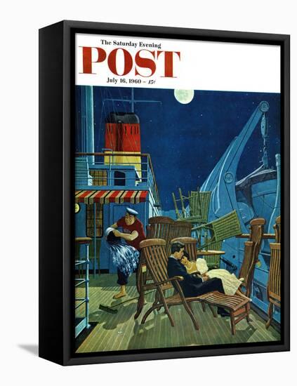 "Romantic Night on Deck," Saturday Evening Post Cover, July 16, 1960-James Williamson-Framed Premier Image Canvas