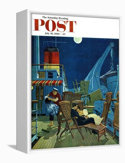 "Romantic Night on Deck," Saturday Evening Post Cover, July 16, 1960-James Williamson-Framed Premier Image Canvas