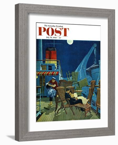 "Romantic Night on Deck," Saturday Evening Post Cover, July 16, 1960-James Williamson-Framed Giclee Print