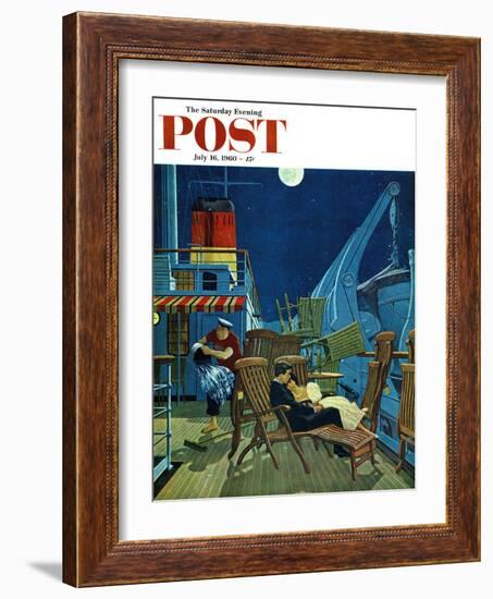 "Romantic Night on Deck," Saturday Evening Post Cover, July 16, 1960-James Williamson-Framed Giclee Print