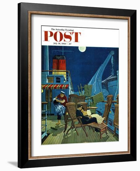 "Romantic Night on Deck," Saturday Evening Post Cover, July 16, 1960-James Williamson-Framed Giclee Print