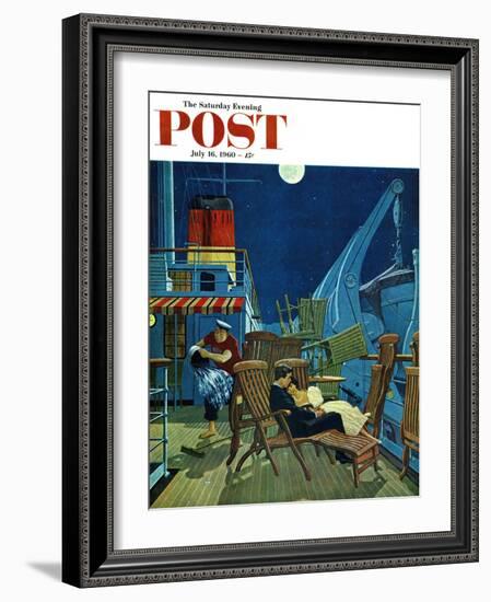 "Romantic Night on Deck," Saturday Evening Post Cover, July 16, 1960-James Williamson-Framed Giclee Print