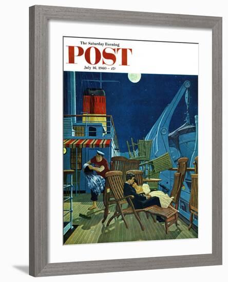 "Romantic Night on Deck," Saturday Evening Post Cover, July 16, 1960-James Williamson-Framed Giclee Print