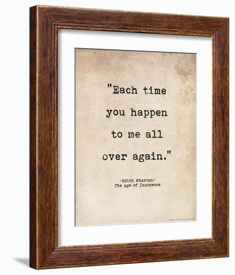 Romantic Quote Poster - Age of Innocence - Edith Wharton-Jeanne Stevenson-Framed Art Print