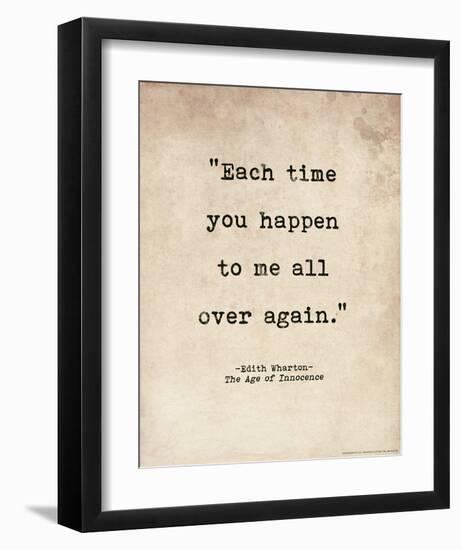 Romantic Quote Poster - Age of Innocence - Edith Wharton-Jeanne Stevenson-Framed Art Print