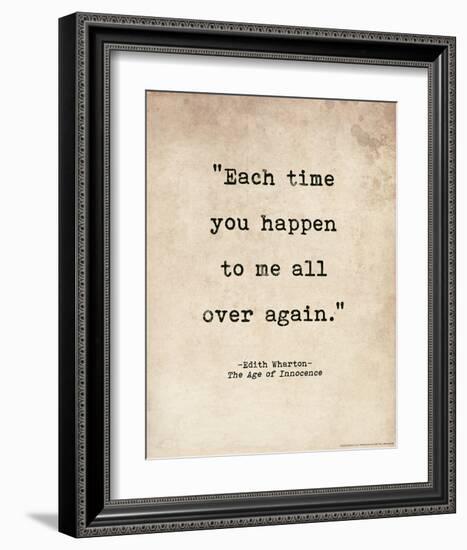 Romantic Quote Poster - Age of Innocence - Edith Wharton-Jeanne Stevenson-Framed Art Print