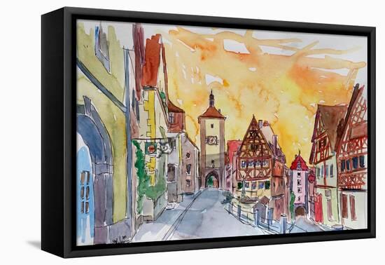 Romantic Rothenburg Tauber Germany Frankonia Sunset-Markus Bleichner-Framed Stretched Canvas