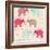 Romantic Seamless Pattern with Elephants-elein-Framed Art Print