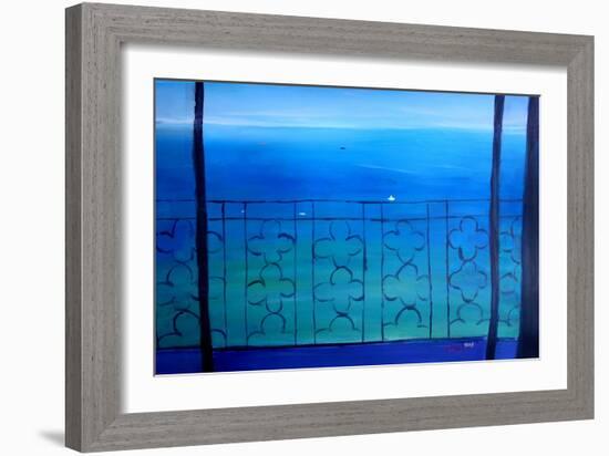 Romantic Seaview Balcony in the Mediterranean-Markus Bleichner-Framed Art Print